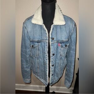 Levi's Blue Denim Jacket with White Sherpa Lining